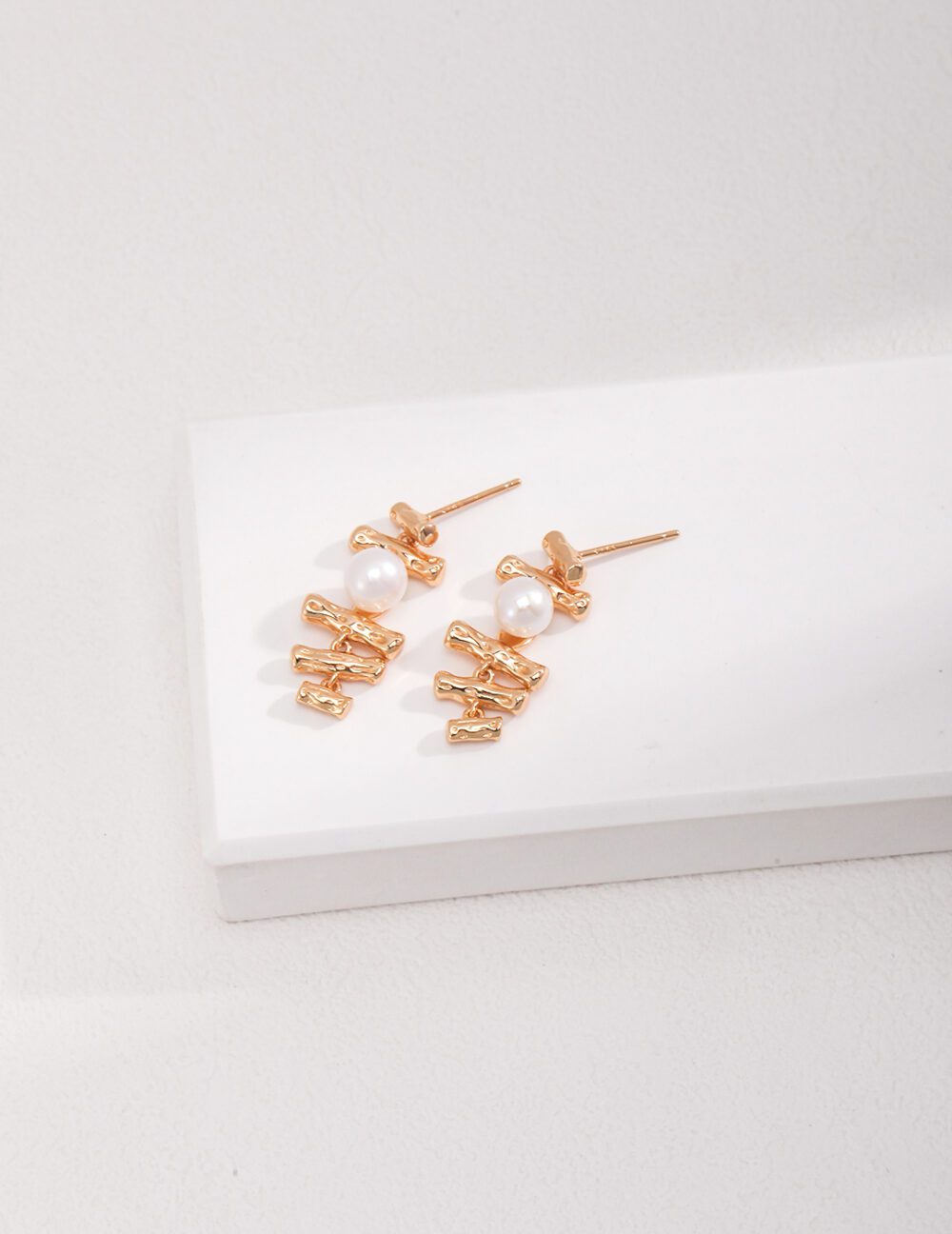 Golden Coral Reef Pearl Earrings