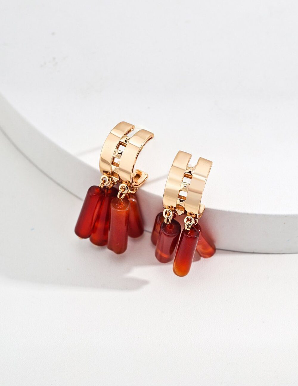 Fiery Glow Agate Earrings