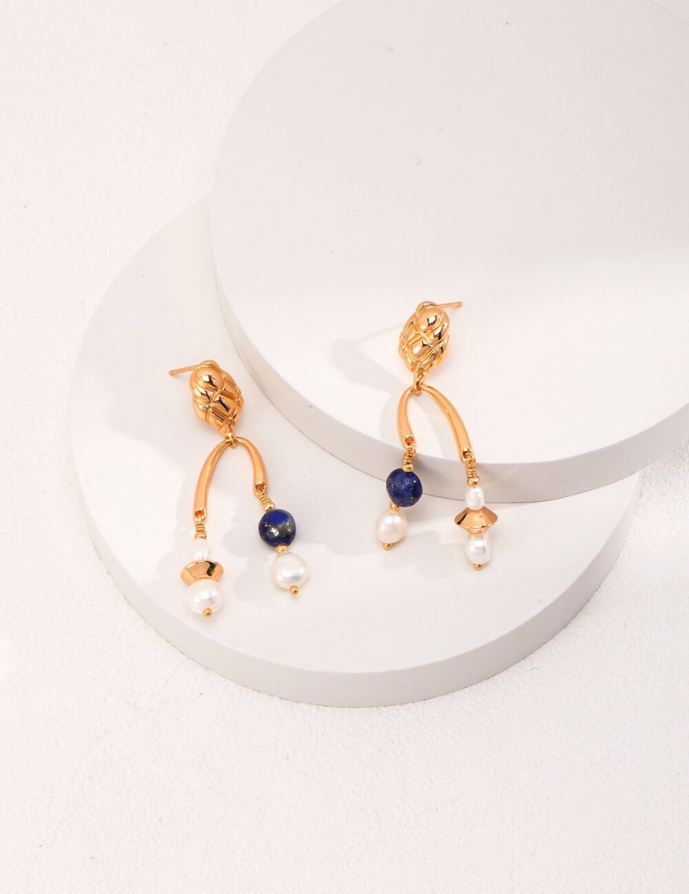 Celestial Grace Pearl & Lapis Earrings
