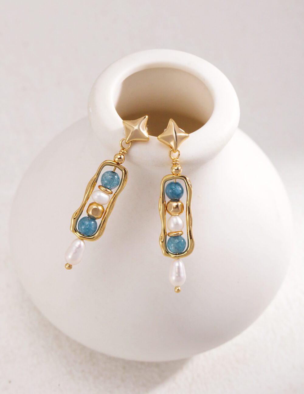 Celestial Flow Amazonite Pearl Earrings